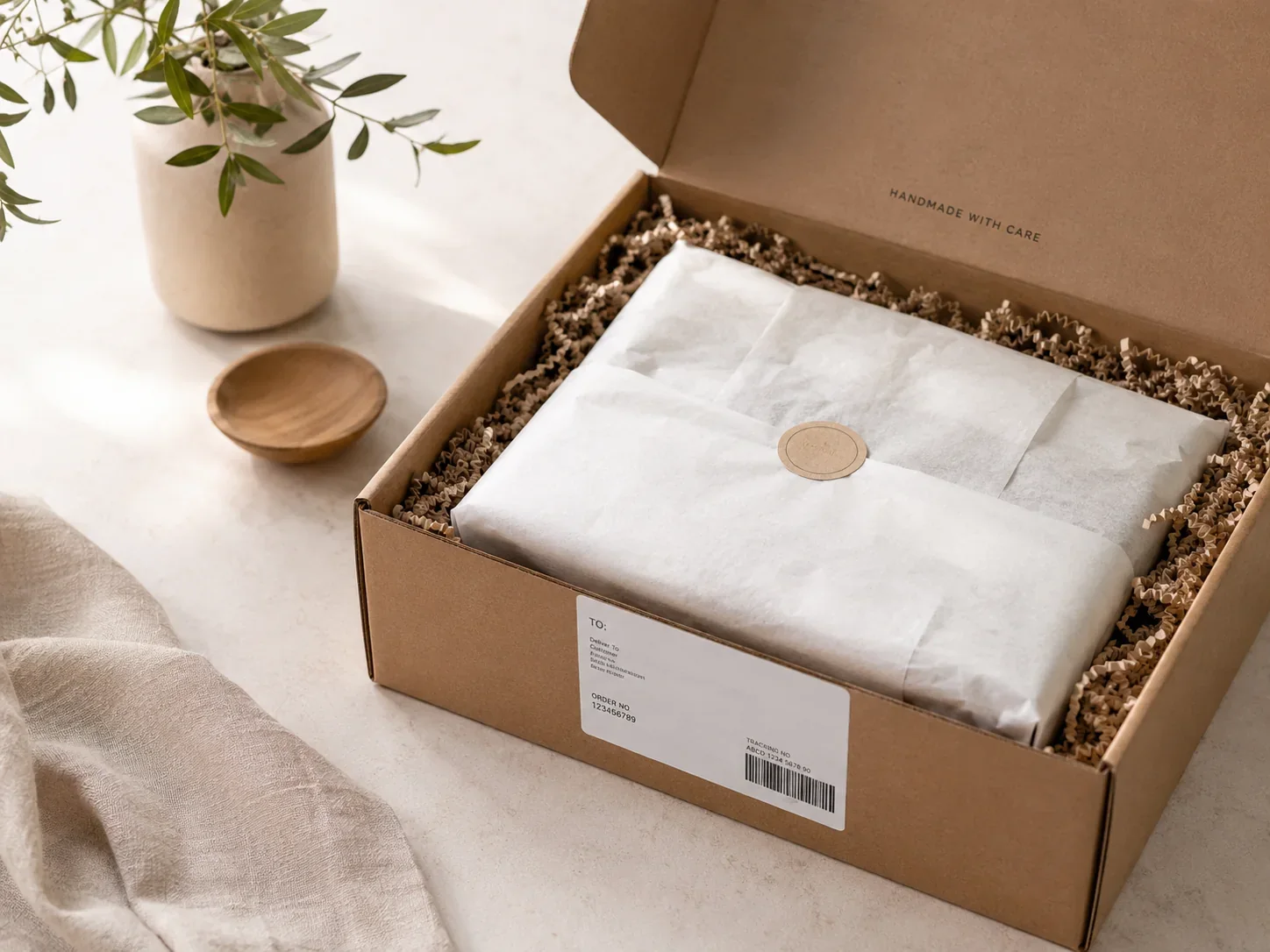 A carefully packed handmade album parcel